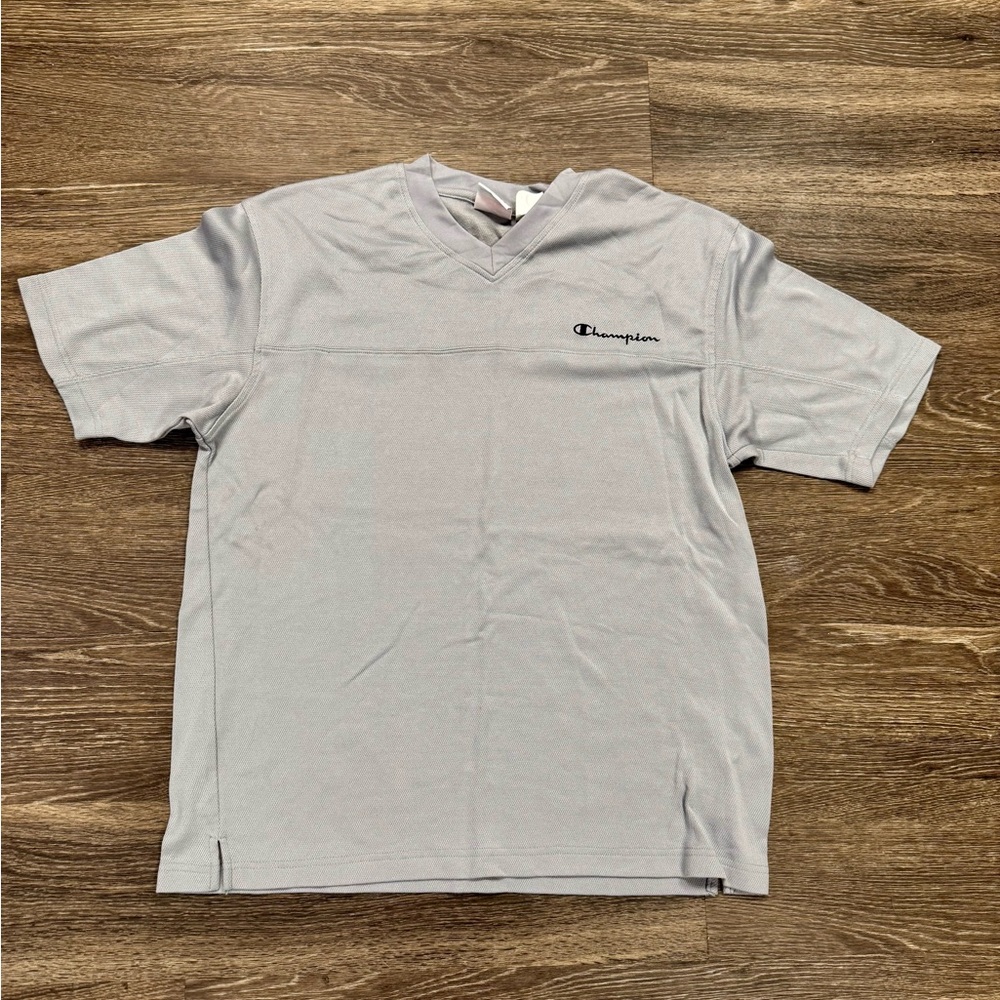 Champion Authentic Athletic Apparel Gray V-Neck Athletic Shirt Size L
